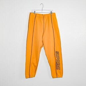 SUPREME Men's Coverstitch Sweatpants in Dusty Gold Cotton Blend Fleece Sz L